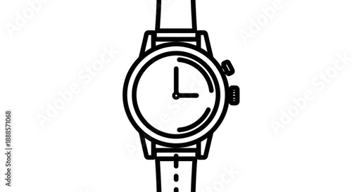 Classic Wristwatch Icon with Leather Strap.