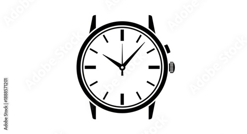 Classic Wristwatch Face with Hands and Markers.