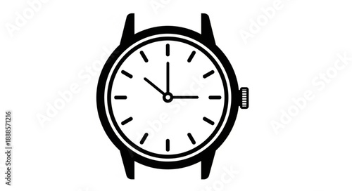 Classic Wristwatch Face with Hour and Minute Hands.
