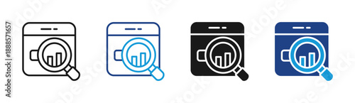 Seo Analytics icon set multiple style collection