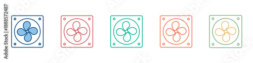 Cooling System Icon Set Multiple Style Collection 