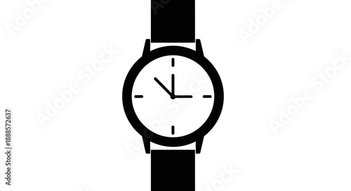 Classic Wristwatch With Black Strap Isolated On White.