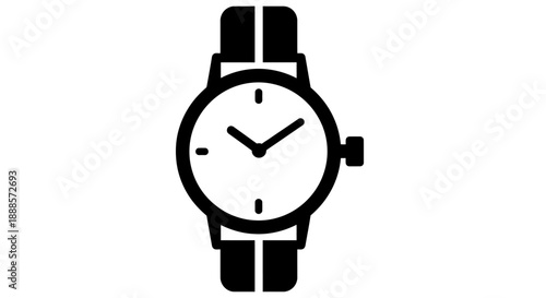 Classic Wristwatch Icon with Leather Strap.