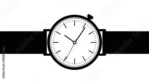 Classic Wristwatch with Black Strap and White Face.