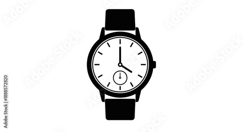 Classic Wristwatch With Black Strap And White Face.
