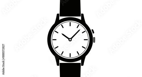 Classic Wristwatch with Black Strap and White Face.