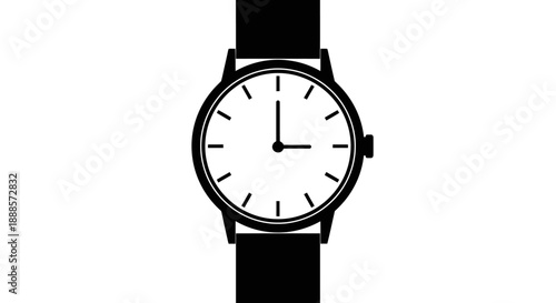 Classic Wristwatch with Black Strap and White Face.