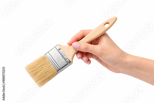 Wallpaper Mural Female Hand Holding a Large Clean Paintbrush Isolated on White Torontodigital.ca