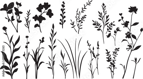 Seamless vector floral background featuring spring grass and flowers with elegant leaf patterns and nature-inspired vintage ornaments for a summer wallpaper design element