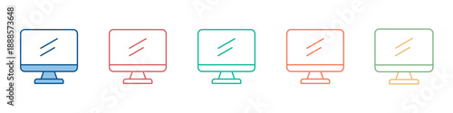 Monitor Icon Set Multiple Style Collection 