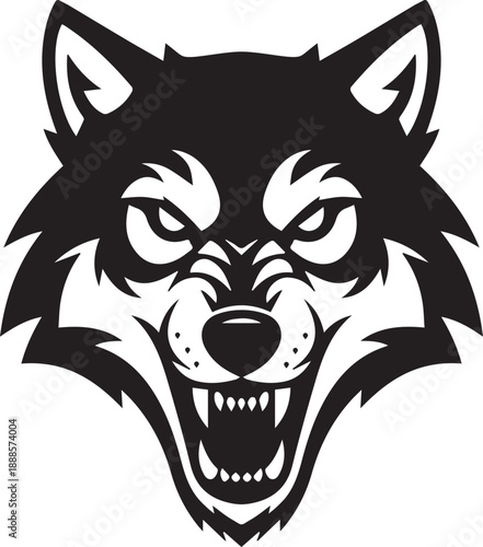 Angry wolf mascot head vector for vinyl decals and team logos