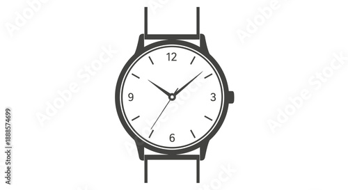 Classic Wristwatch with White Dial and Black Hands.