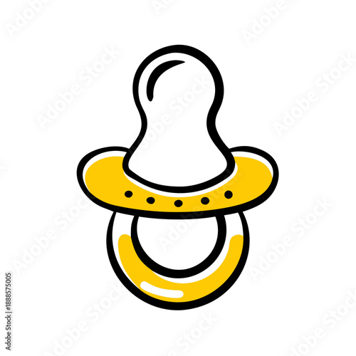 Baby's Comfort: A pacifier, designed in a simple, flat design, that represents the essence of soothing comfort for newborns, ready to bring gentle relief