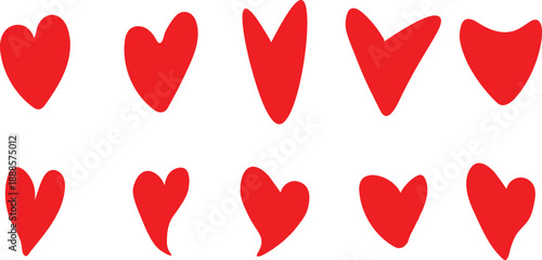 Comprehensive Set of Red Heart Icons and Symbols for Valentine's Day, Romance and Love Vector Graphics