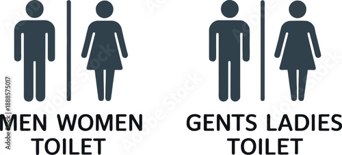 Clear signs for men women and gents ladies public restrooms with gender pictograms