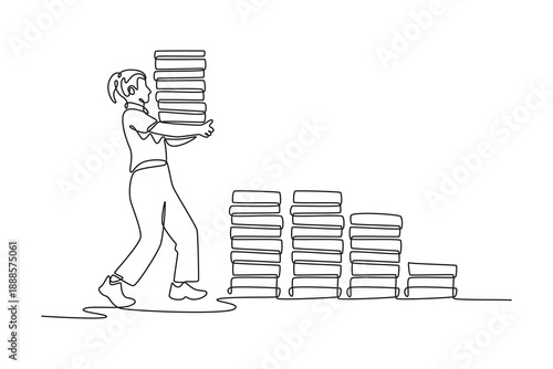 The tireless work of an investment. profit investment. Profit and lost invesment concept. Single line draw design. Full length animation illustration. High quality 4k footage