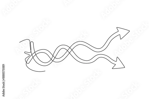 wave up and down arrows. profit and loss investment. Profit and lost invesment concept. Single line draw design. Full length animation illustration. High quality 4k footage