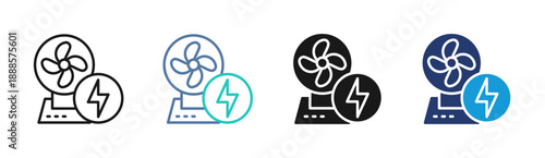 Electric Fan icon set multiple style collection