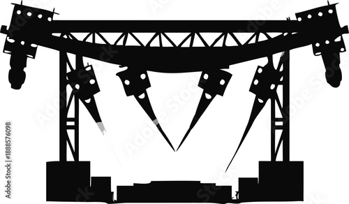 Silhouette Of A Stage With Light Beams