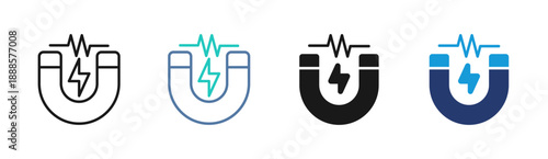 Power Magnet icon set multiple style collection