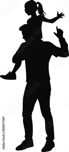 Man Holding A Girl On His Shoulders Silhouette