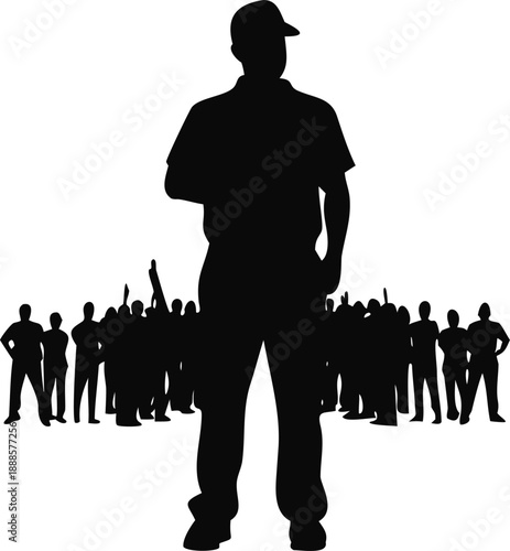 Silhouette Of A Security Guard Watching The Crowd