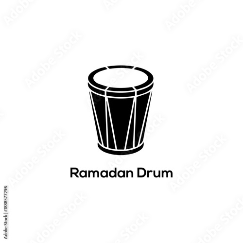 Ramadan Drum Icon Silhouette, Traditional Islamic Percussion Instrument Vector for Suhoor Wakeup, Festival Celebration, Music and Culture Design Projects

