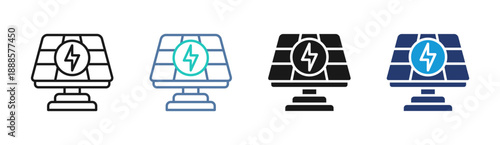 Solar Power icon set multiple style collection
