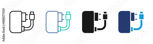 Power Adapter icon set multiple style collection