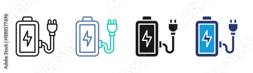 Battery Charger icon set multiple style collection