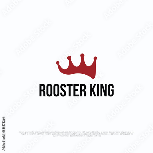 Modern rooster king logo featuring a minimalist crown symbol. Clean, bold, and versatile design