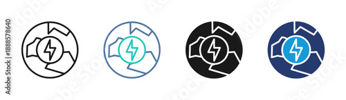 Energy Process icon set multiple style collection
