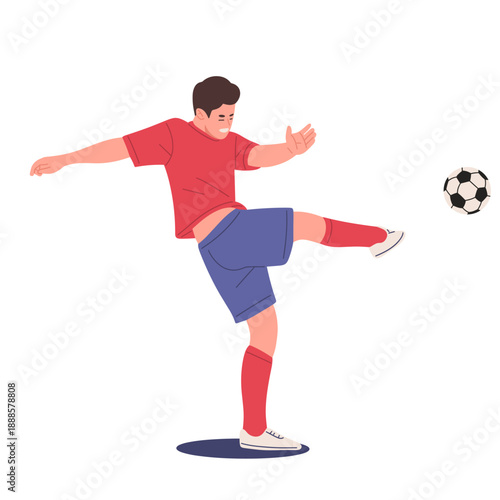 soccer player performing dribbling and kicking . Suitable for football training concepts, sports education, match promotion, infographics, websites, mobile apps, posters, and marketing designs.