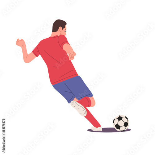 soccer player performing dribbling and kicking . Suitable for football training concepts, sports education, match promotion, infographics, websites, mobile apps, posters, and marketing designs.