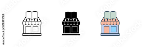 book store icon. Line, solid and filled outline colorful version, outline and filled vector sign. Idea Symbol, logo illustration. Vector graphics