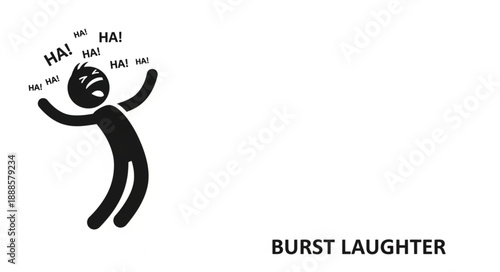 Stick figure laughing hysterically with text burst laughter.