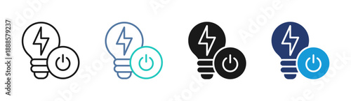 Electric Light icon set multiple style collection