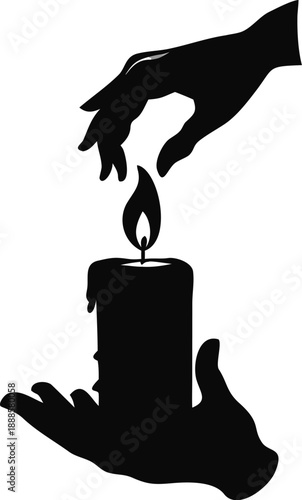 Silhouette Of A Hand Protecting A Candle Flame