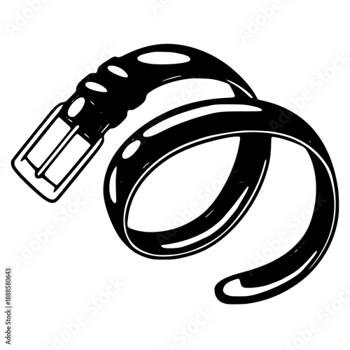 Stylish black leather belt with silver buckle illustration