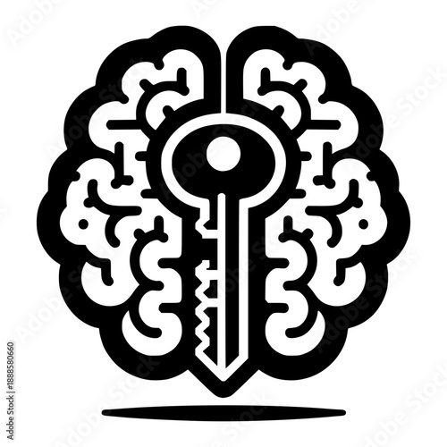 Unlocking the Mind: Symbolic representation of the brain with a key, a visual metaphor for unlocking intelligence, insights, and mental processes. 