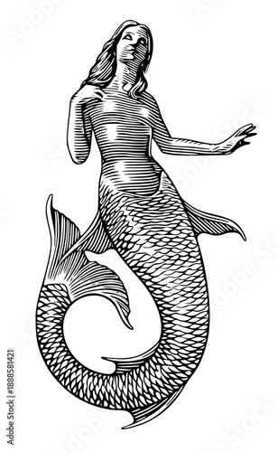 Mermaid swimming with elegance and beauty in a dynamic pose
