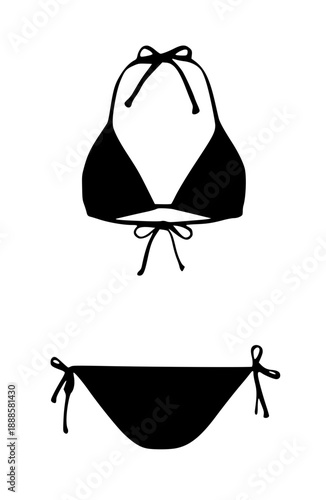 Stylish black bikini set with tie details for summer fashion