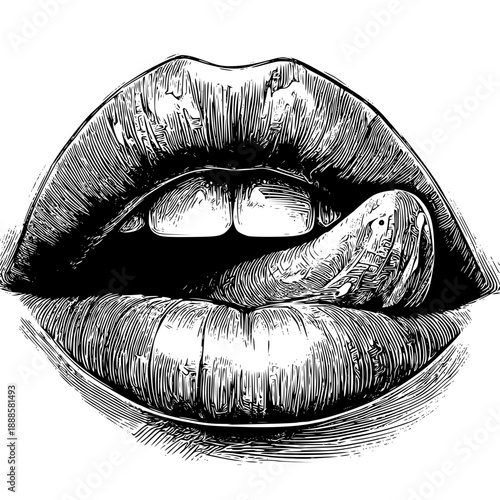 Sensual lips with tongue illustration