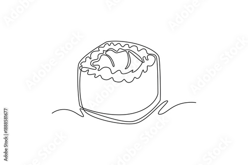 maki roll. Sushi concept. Single line draw design. Full length animation illustration. High quality 4k footage
