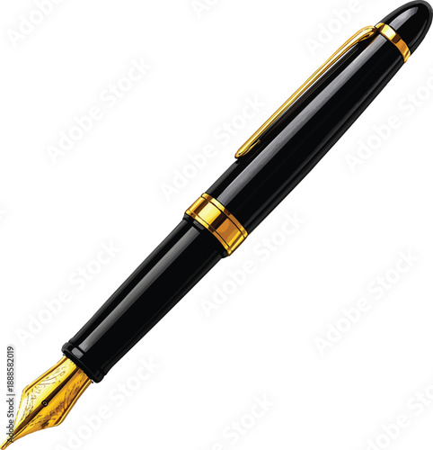 Elegant Black & Gold Luxury Fountain Pen
