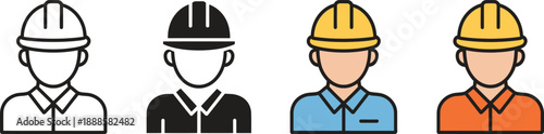 Construction Worker Icon, Helmet, Safety, Labor, Worker, Professional, Builder. Vector Illustration