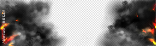 Realistic smoke with fire glow or sparks border