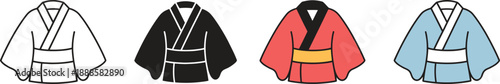 Kimono, traditional dress, Japanese culture, fashion, vector illustration
