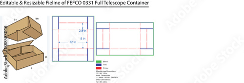 Editable Resizable Fieline of F E F C O 0331 Full Telescope Container with Dimensions
