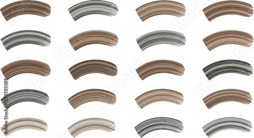 Set of realistic cosmetic cream smears, foundation strokes or liquid concealer swatches.